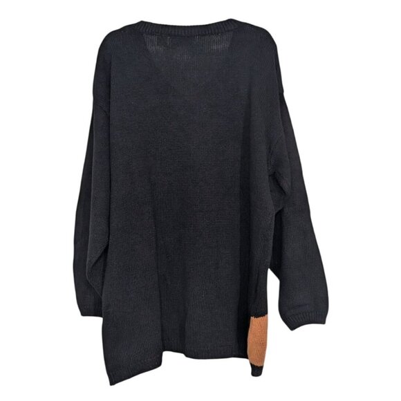 Vintage Apple Picking Sweater Womens Size Large Black Beaded V Neck Pullover - Picture 7 of 10